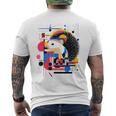 ハリネズミ アート 幾何学 動物 抽象 グラフィック ハリネズミ メンズTシャツ バックプリント