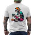 ハロウィン スケルトン ゲーマー おもしろい スケルトン コスチューム ビデオゲーム メンズTシャツ バックプリント