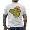 ハンバーガーを食べるかわいいカメ 面白いハンバーガー 長袖tシャツ メンズTシャツ バックプリント