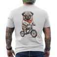 パグ いぬ イラスト パグ好き 犬好き 自転車 かわいい おもしろ レトロ かっこいい メンズTシャツ バックプリント