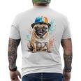 パグ、スナップバック キャップ、犬、カラフル、面白い、動物プリント メンズTシャツ バックプリント