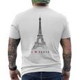 パリ エッフェル塔 ビンテージ スカイライン ラブ フランス ツアー エッフェル I Love Paris メンズTシャツ バックプリント