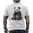 パンダ アニマルプリント グラフィック デッサン アート 絵画 パンダ メンズTシャツ バックプリント