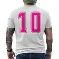 ピンク色背番号 10 チーム短大スポーツピンク色背番号付きユニフォーム メンズTシャツ バックプリント