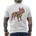 フレンチ ブルドッグ フラワー フローラル フレンチ ドッグ シルエット 犬 ペット メンズTシャツ バックプリント