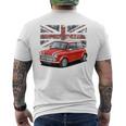 ブリティッシュクラシックカー レッドミニスポーツカー メンズTシャツ バックプリント