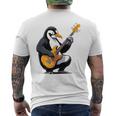 ベースギターを弾くペンギン ペンギン メンズTシャツ バックプリント