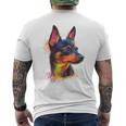 ミニチュア ピンシャー 犬 ペット アート カラフル ミニチュア ピンシャー メンズTシャツ バックプリント