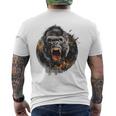 モンキー ゴリラ シルバーバック アニマル スプラッシュ グラフィティ アート メンズTシャツ バックプリント