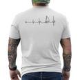 ヨットのハートビートグラフィック メンズTシャツ バックプリント