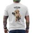 ラブラドールレトリバー 犬用筋肉トレーニング ダンベル付き メンズTシャツ バックプリント