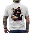 ラーメン猫かわいいアニメ猫ラーメン愛好家甘い メンズTシャツ バックプリント