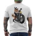 三毛猫 オレンジ猫 ねこ バイク バイカー メンズTシャツ バックプリント