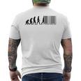 人類の進化がバーコードになる メンズTシャツ バックプリント