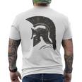 古代戦士ギリシャローマスパルタ兵士ヘルメットグラフィック メンズTシャツ バックプリント