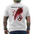 問題解決 血まみれのシャツ 血まみれのホラー メンズTシャツ バックプリント