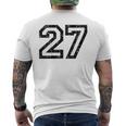 数字 27 ヴィンテージ ブラックホワイト メンズTシャツ バックプリント