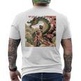日本 浮世絵 桜 着物 竜 綺麗 日本髪 メンズTシャツ バックプリント