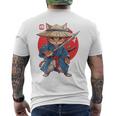 日本の侍 猫戦士 浮世侍 バックプリント メンズTシャツ バックプリント