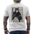 日本美術 猫 忍者 浮世絵 アニメ風 侍猫 長袖tシャツ メンズTシャツ バックプリント