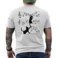 楽譜で遊ぶ面白い猫 メンズTシャツ バックプリント