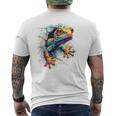 爬虫類とカラフルなヤモリ メンズTシャツ バックプリント