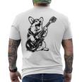 犬 ギタリスト ギター ペンブローク ウェールズ コーギー パパ ママ メンズTシャツ バックプリント