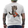 猫 ねこ バイク メンズTシャツ バックプリント