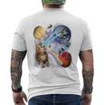 猫 ねこ 宇宙 惑星 メンズTシャツ バックプリント