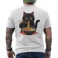 猫 ラーメン グラフィック 日本語 カワイイ アニメ 面白い ラーメン 猫 長袖tシャツ メンズTシャツ バックプリント