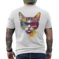 猫 動物 抽象 モチーフ サングラス イラスト アート ネコ メンズTシャツ バックプリント