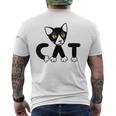 猫 子猫 ハチワレ モノトーン 白 黒 かわいい ユニーク メンズTシャツ バックプリント