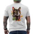 猫 抽象的 かわいい アート ポートレート 動物 恋人 グラフィック 猫 メンズTシャツ バックプリント