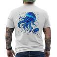 生物発光と水中世界クラゲ メンズTシャツ バックプリント