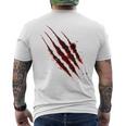 血まみれのシャツ ハロウィン ゾンビ 爪 マーク 血のはね メンズTシャツ バックプリント