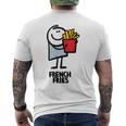 面白い漫画のキャラクターグラフィックが付いたクールでおいしいフライドポテト。 メンズTシャツ バックプリント