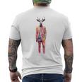 鹿 人間 アート カラフル 動物 絵画 グラフィック 鹿 メンズTシャツ バックプリント