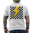 黄色の稲妻チェッカー審美的レーシング 長袖tシャツ メンズTシャツ バックプリント