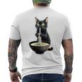 黒猫 ラーメン 麺 和食 メンズTシャツ バックプリント