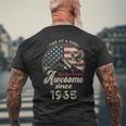 1965 愛国的なイーグル、60歳の誕生日、アメリカ国旗 愛国的 メンズTシャツ バックプリント 高齢者への贈り物