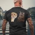 2匹の猫がミームを話す 長袖tシャツ メンズTシャツ バックプリント 高齢者への贈り物