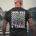 3Rd Birthday Monster Truck Young Wild And Three 3 Year Old Men's T-shirt Back Print Gifts for Old Men