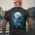4Th Of July American Flag Wolf Howling Moon Wolves July 4Th Men's T-shirt Back Print Gifts for Old Men