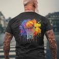 Basketball Colorful Drip Graphic Men's T-shirt Back Print Gifts for Old Men