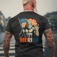 Bigfoot Merica Rock Patriotic American Flag 4Th Of July Men's T-shirt Back Print Gifts for Old Men