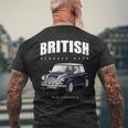 British Classic Car ダークブルー ミニスポーツカー メンズTシャツ バックプリント 高齢者への贈り物