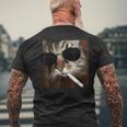 Cat Meme Wearing Sunglass And Smoking Cigarette Gangster Cat Men's T-shirt Back Print Gifts for Old Men