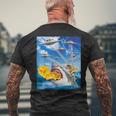 Cat Riding Fire Breathehark レインボー レーザー タコス メンズTシャツ バックプリント 高齢者への贈り物