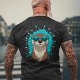 Chill Otteribes 面白いカワウソサングラスデザイン メンズTシャツ バックプリント 高齢者への贈り物
