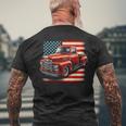 Classic Old Pickup Truck 4Th Of July Patriotic American Flag Men's T-shirt Back Print Gifts for Old Men